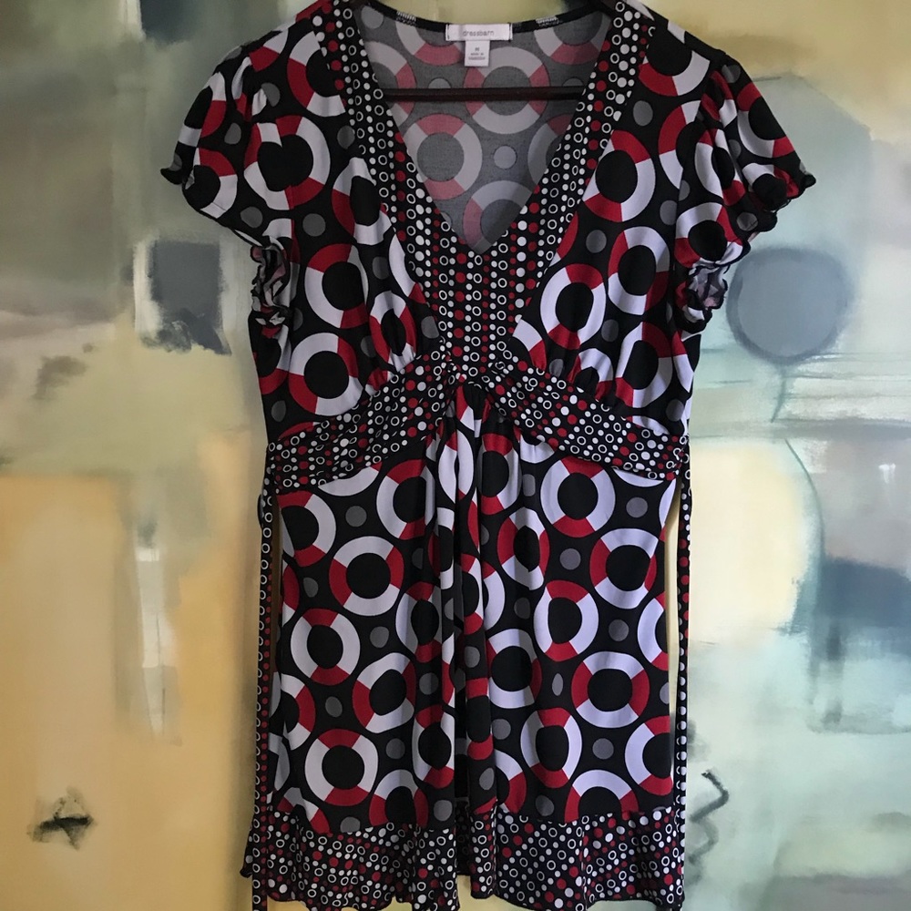 Dressbarn Top, Size M, Red/Blk/Wht